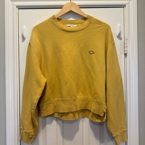 FRAME Pullover Womens Sweatshirt Sz L Yellow Organic Cotton Crew Neck Colorful
